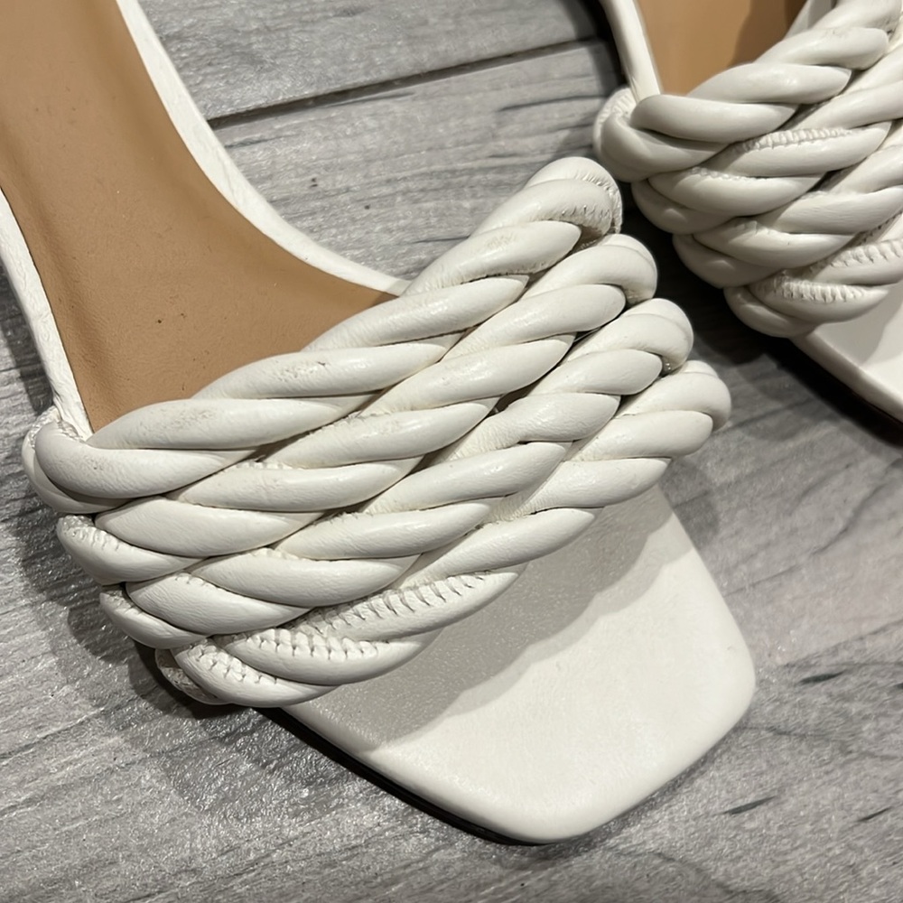 Reformation White Braided Strap Slide Sandals - Picture 5 of 7